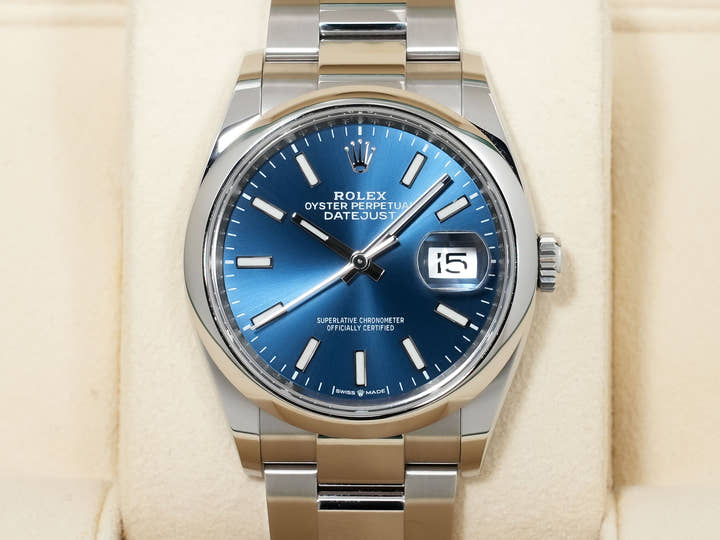 ロレックス デイトジャスト36 Ref.126200 ステンレススチール ブライトブルー文字盤 オイスターブレスレット 美品 anc4fpih