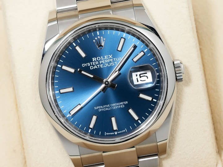 ロレックス デイトジャスト36 Ref.126200 ステンレススチール ブライトブルー文字盤 オイスターブレスレット 美品 anc4fpih