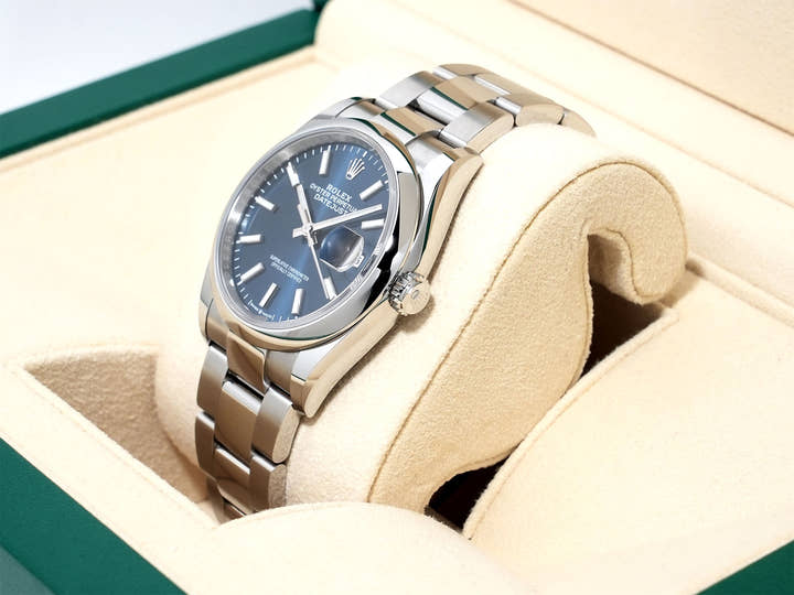 ロレックス デイトジャスト36 Ref.126200 ステンレススチール ブライトブルー文字盤 オイスターブレスレット 美品 anc4fpih