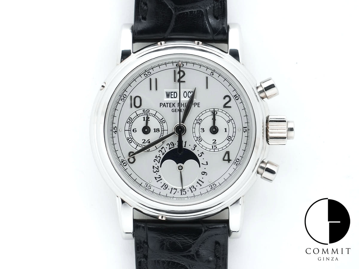 パテックフィリップ パーペチュアルカレンダー スプリットセコンド クロノグラフ Ref.5004P-021 プラチナ シルバー文字盤 中古 o55qvpib