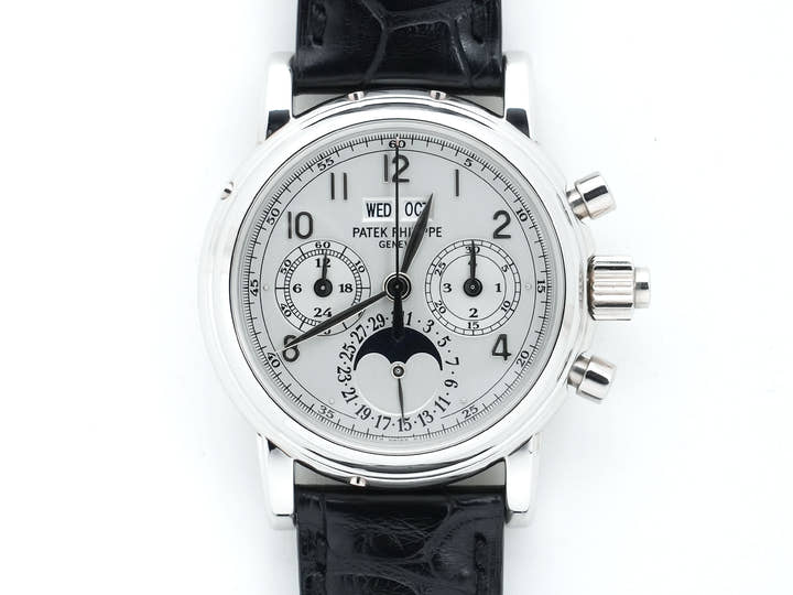 パテックフィリップ パーペチュアルカレンダー スプリットセコンド クロノグラフ Ref.5004P-021 プラチナ シルバー文字盤 中古 o55qvpib