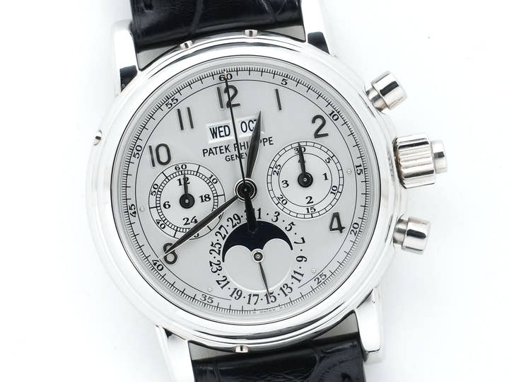 パテックフィリップ パーペチュアルカレンダー スプリットセコンド クロノグラフ Ref.5004P-021 プラチナ シルバー文字盤 中古 o55qvpib
