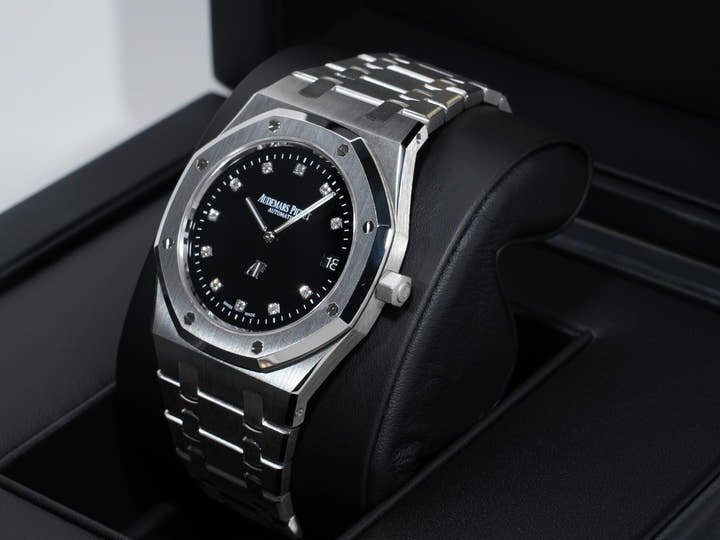 オーデマピゲ ロイヤルオーク ジャンボ エクストラ シン Ref.15206PT.OO.1240PT.01 プラチナ オニキス11Pダイヤ文字盤 美中古 s9f3j8ta