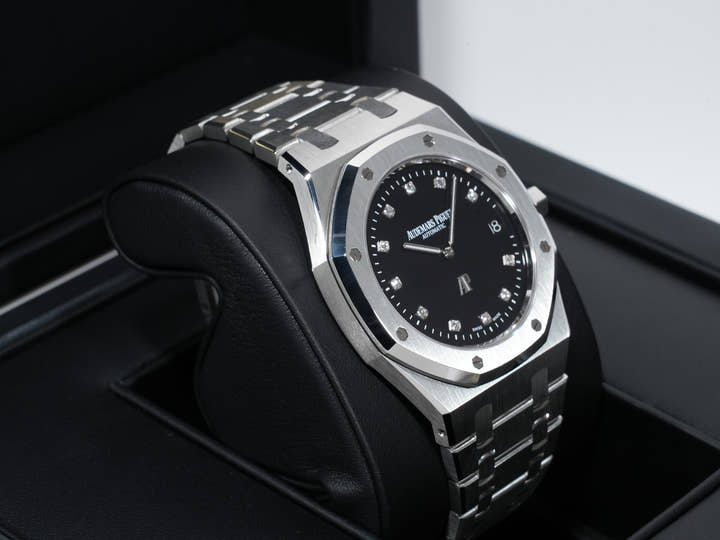 オーデマピゲ ロイヤルオーク ジャンボ エクストラ シン Ref.15206PT.OO.1240PT.01 プラチナ オニキス11Pダイヤ文字盤 美中古 s9f3j8ta