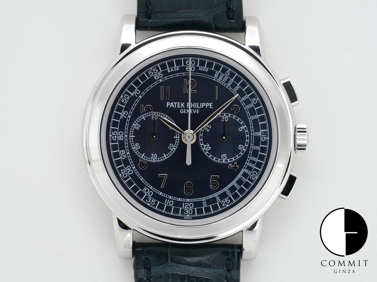 パテックフィリップ コンプリケーション クロノグラフ Ref.5070P-001 プラチナ ブルー文字盤 中古 7iovfnsx
