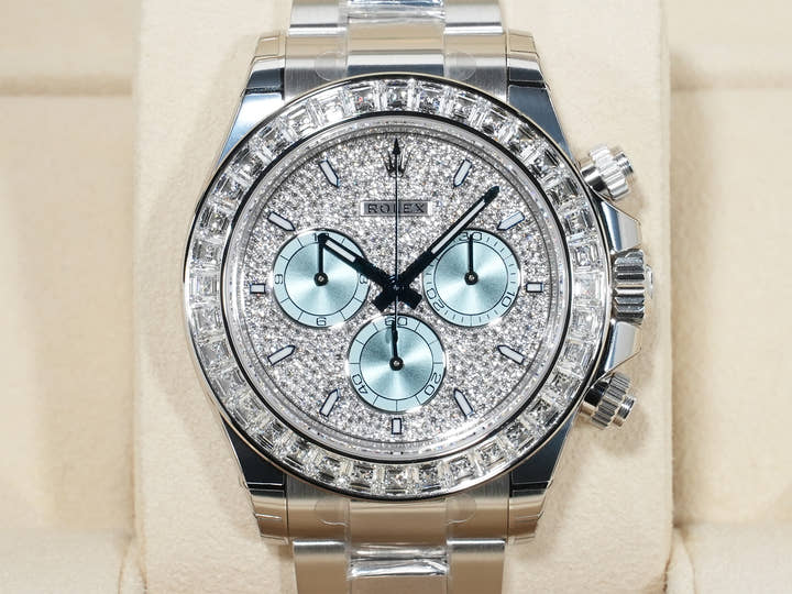 Rolex Daytona Ref. 126576TBR Platinum Pave Diamond Dial, Unused.