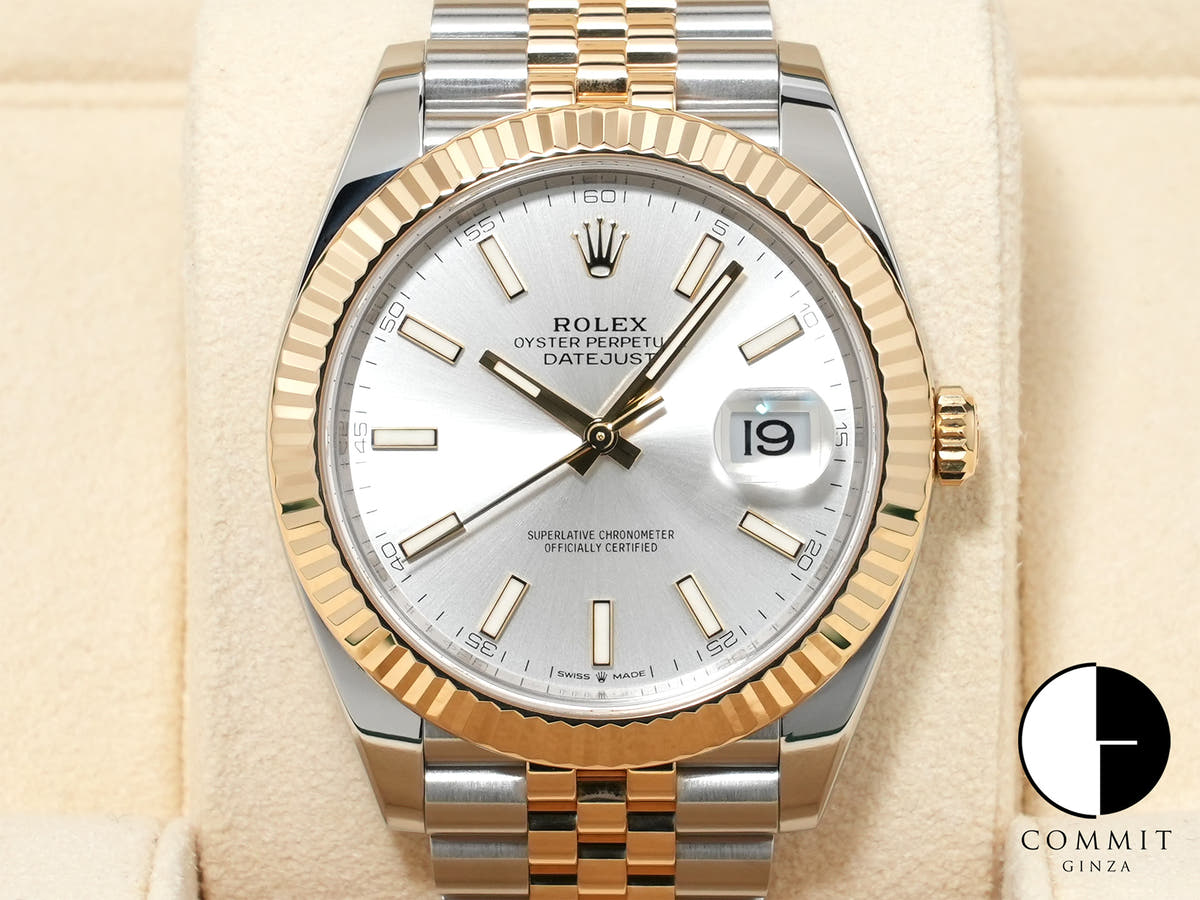 ロレックス デイトジャスト41 Ref.126333 ステンレススチール/イエローゴールド シルバー文字盤 ジュビリーブレスレット 美品 d62q97ac