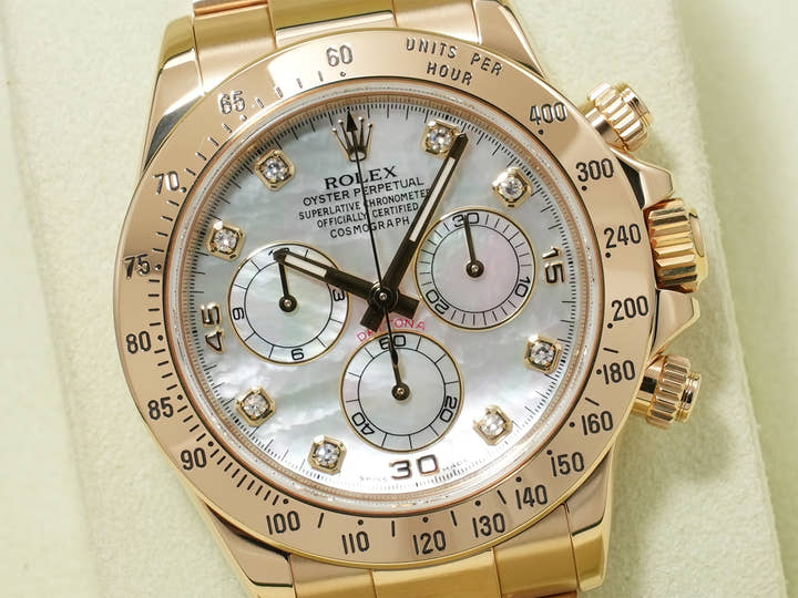 ロレックス デイトナ Ref.116528 イエローゴールド ホワイトシェルx8Pダイヤ文字盤 美品 27s8v5mh