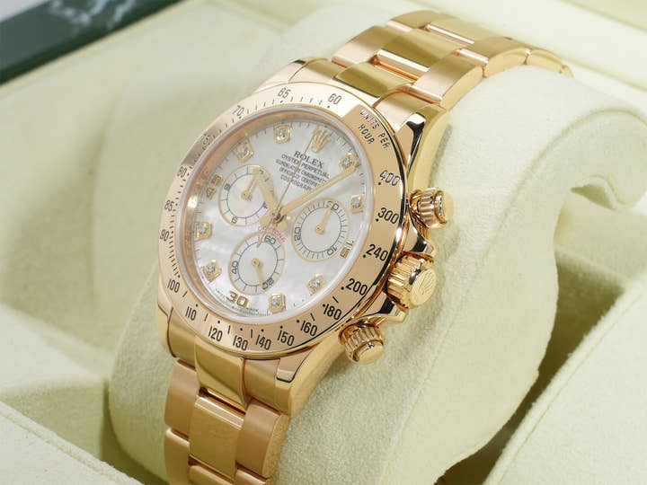 ロレックス デイトナ Ref.116528 イエローゴールド ホワイトシェルx8Pダイヤ文字盤 美品 27s8v5mh
