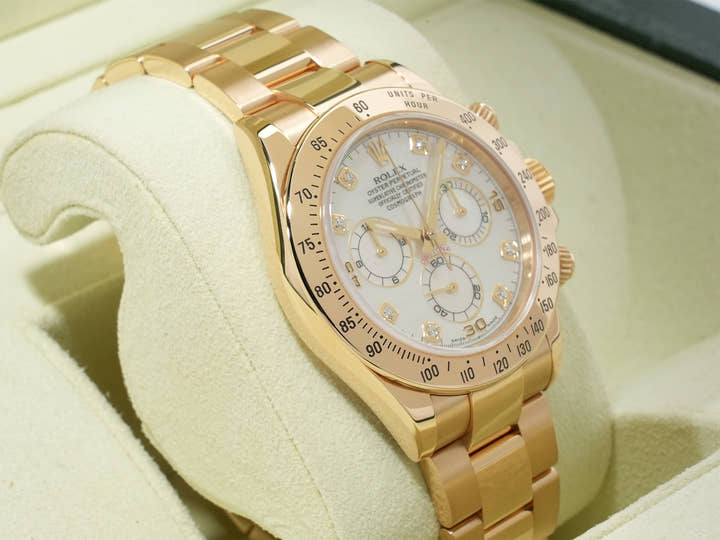 ロレックス デイトナ Ref.116528 イエローゴールド ホワイトシェルx8Pダイヤ文字盤 美品 27s8v5mh