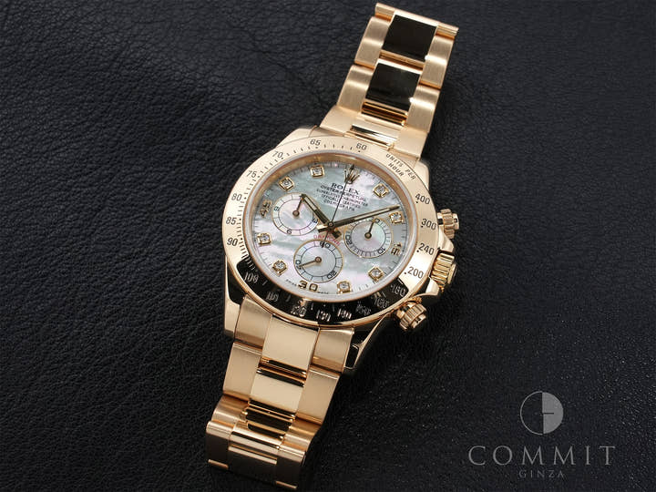 ロレックス デイトナ Ref.116528 イエローゴールド ホワイトシェルx8Pダイヤ文字盤 美品 27s8v5mh