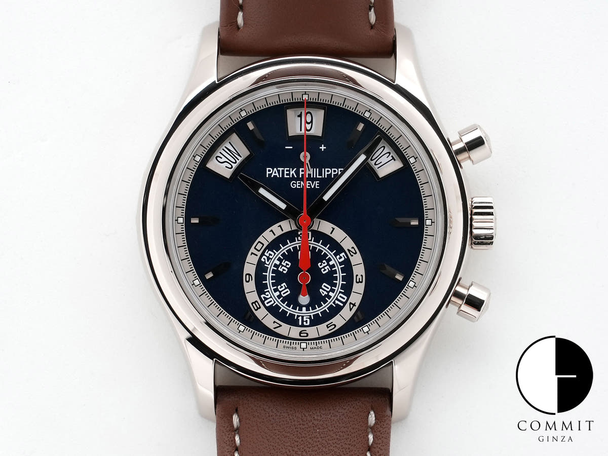 パテックフィリップ アニュアルカレンダー クロノグラフ Ref.5960/01G-001 ホワイトゴールド ブルー文字盤 美中古 bjfitu46