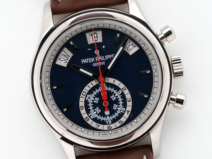 パテックフィリップ アニュアルカレンダー クロノグラフ Ref.5960/01G-001 ホワイトゴールド ブルー文字盤 美中古 bjfitu46