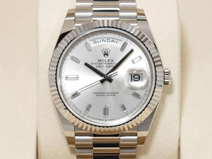 Rolex Day-Date 40 Ref. 228239A White Gold Silver x 10P Diamond Dial Pre-owned (Used) zizkqen7