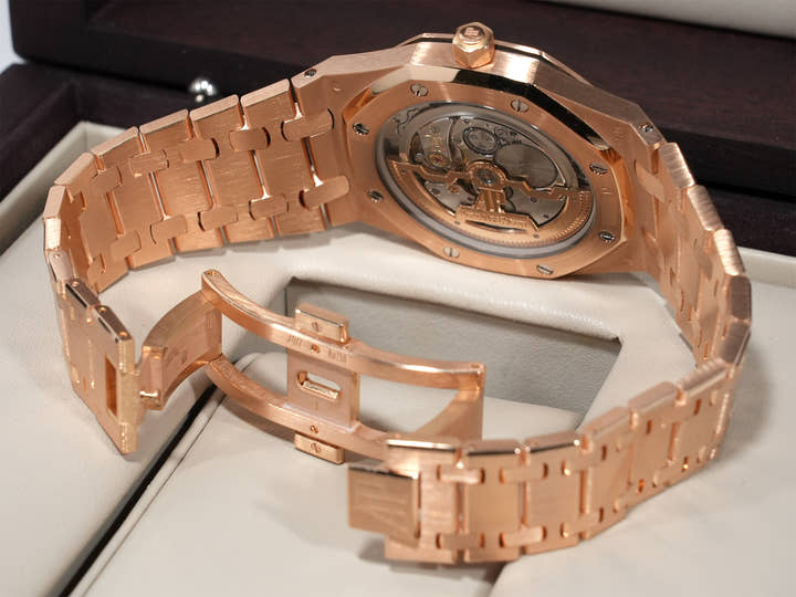 オーデマピゲ ロイヤルオーク ジャンボ エクストラ シン Ref.15202OR.OO.1240OR.01 ピンクゴールド ブルー文字盤 中古 v656dayu