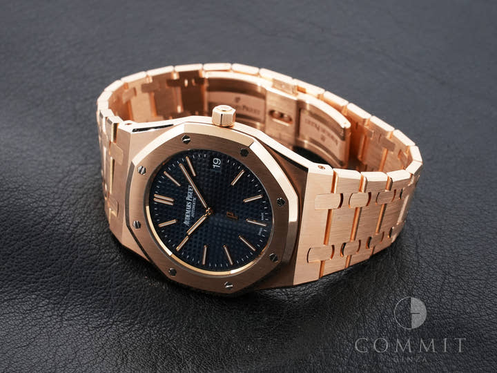 オーデマピゲ ロイヤルオーク ジャンボ エクストラ シン Ref.15202OR.OO.1240OR.01 ピンクゴールド ブルー文字盤 中古 v656dayu