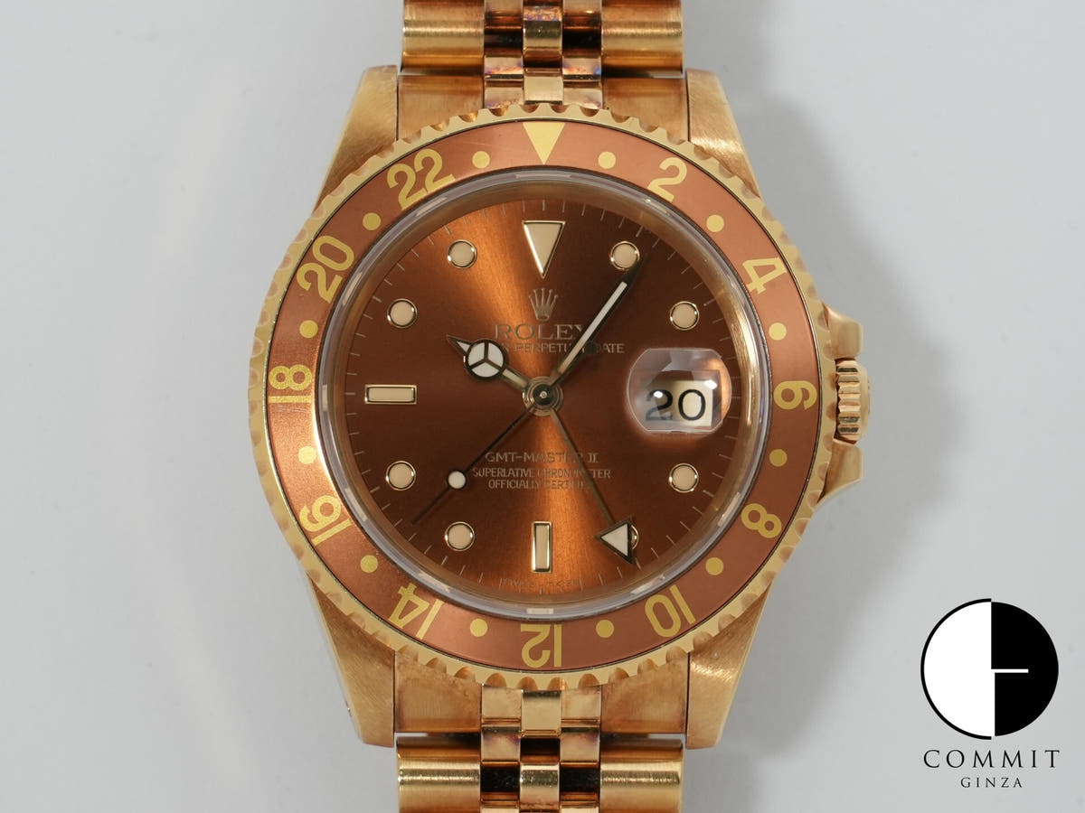 ロレックス GMTマスターII Ref.16718 イエローゴールド ブラウン文字盤 ジュビリーブレスレット 中古 2pwjg3sz