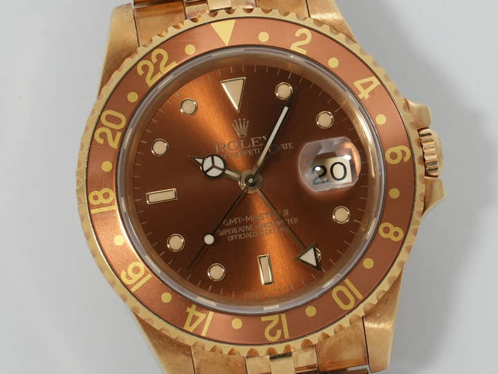 ロレックス GMTマスターII Ref.16718 イエローゴールド ブラウン文字盤 ジュビリーブレスレット 中古 2pwjg3sz
