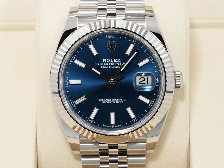 ロレックス デイトジャスト41 Ref.126334 ステンレススチール/ホワイトゴールド ブライトブルー文字盤 ジュビリーブレスレット 未使用 yvyrrdqf