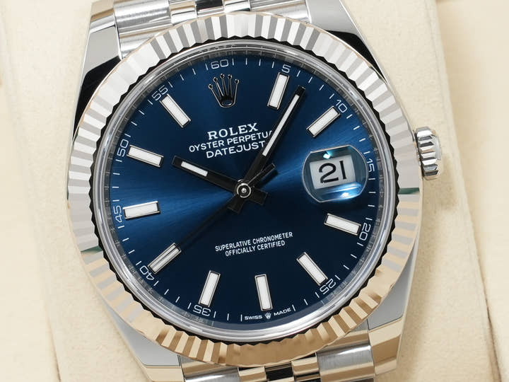 ロレックス デイトジャスト41 Ref.126334 ステンレススチール/ホワイトゴールド ブライトブルー文字盤 ジュビリーブレスレット 未使用 yvyrrdqf