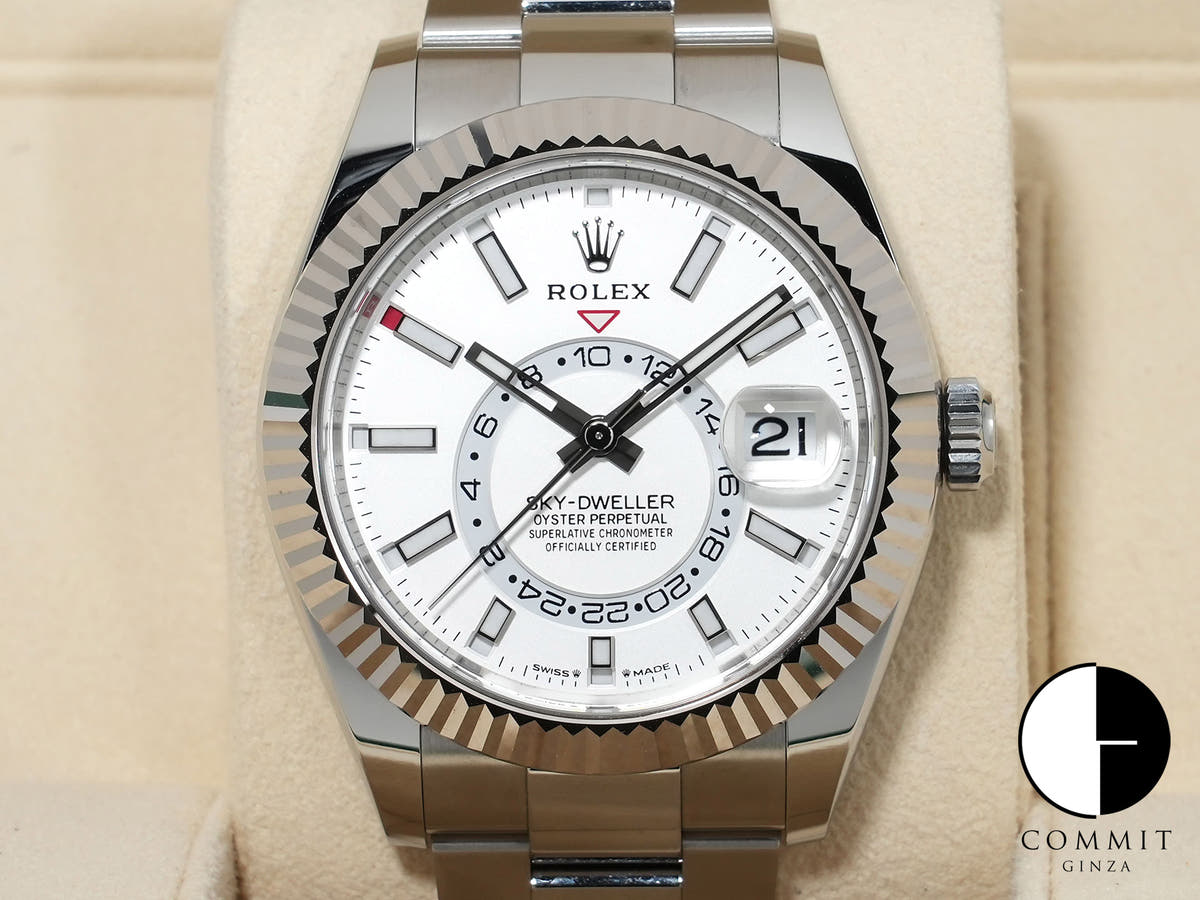 ロレックス スカイドゥエラー Ref.336934 ステンレススチール/ホワイトゴールド ホワイト文字盤 オイスターブレスレット 美品 suyauxrc