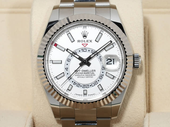 ロレックス スカイドゥエラー Ref.336934 ステンレススチール/ホワイトゴールド ホワイト文字盤 オイスターブレスレット 美品 suyauxrc