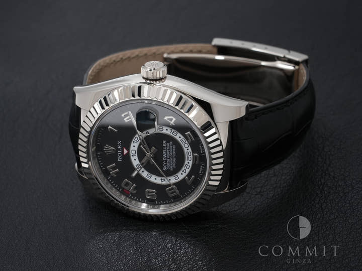 ロレックス スカイドゥエラー Ref.326139 ホワイトゴールド ブラック文字盤 革ベルト 美中古 x2xb7ynq