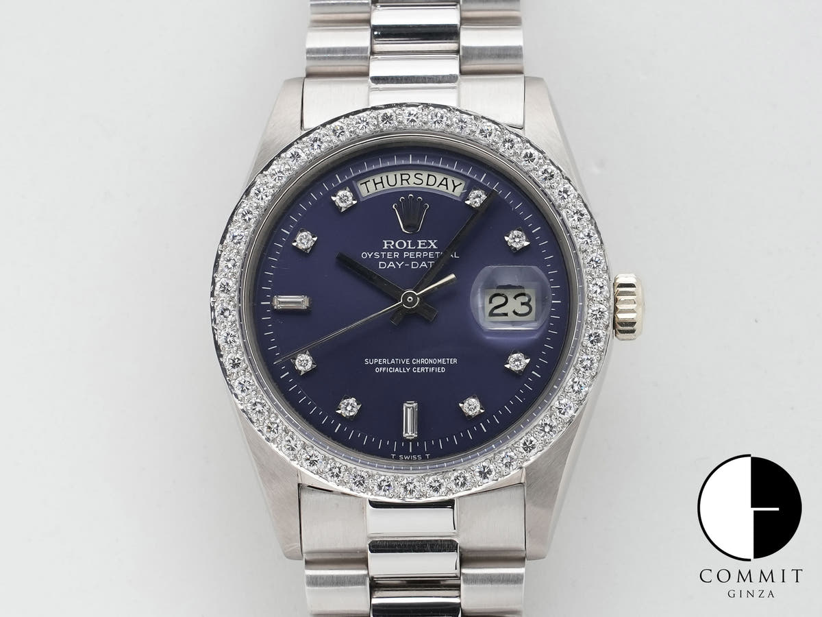 ロレックス デイデイト36 Ref.1804 ホワイトゴールド ブルー文字盤 中古 87kmwa6v