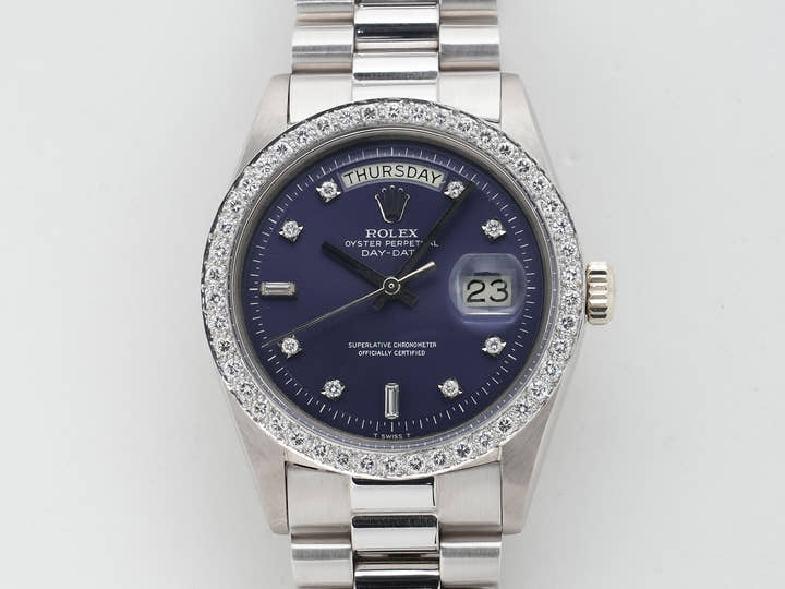 ロレックス デイデイト36 Ref.1804 ホワイトゴールド ブルー文字盤 中古 87kmwa6v