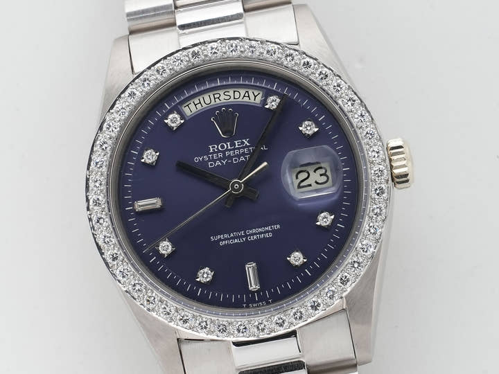 ロレックス デイデイト36 Ref.1804 ホワイトゴールド ブルー文字盤 中古 87kmwa6v