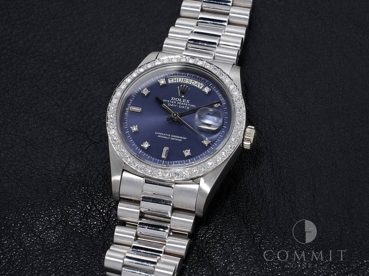ロレックス デイデイト36 Ref.1804 ホワイトゴールド ブルー文字盤 中古 87kmwa6v