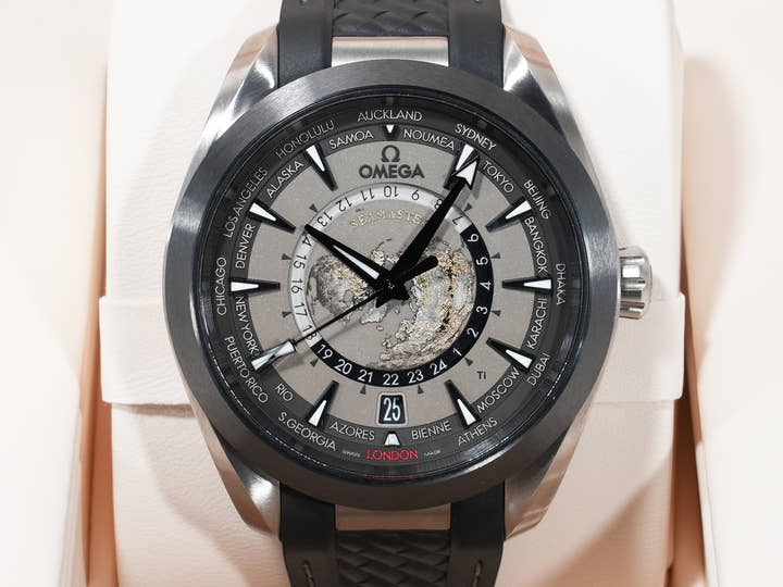 オメガ シーマスター アクアテラ 150M GMT ワールドタイマー Ref.220.92.43.22.99.001 チタン グレー文字盤 中古 neekoixq