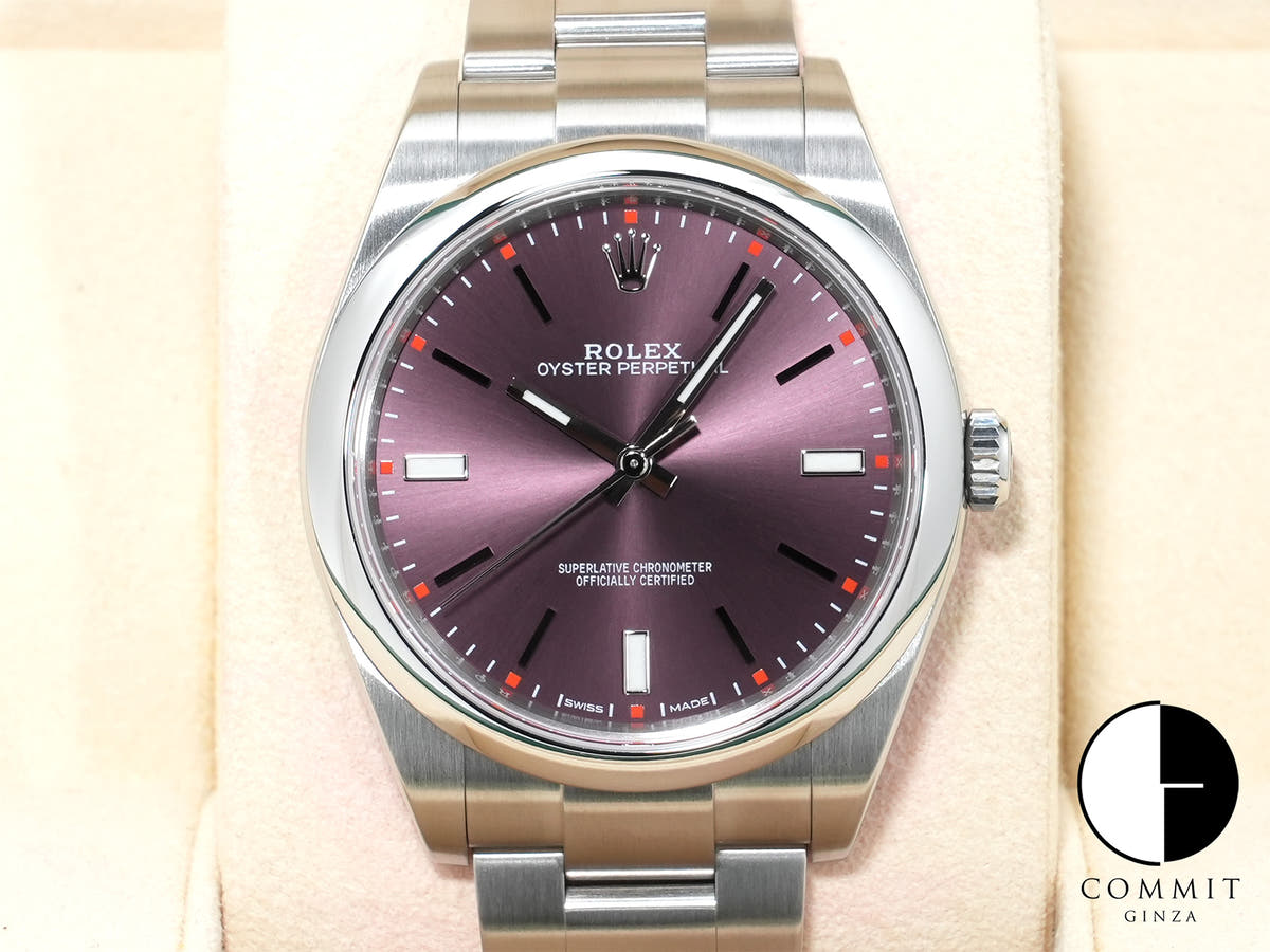 ロレックス オイスターパーペチュアル39 Ref.114300 ステンレススチール レッドグレープ文字盤 美品 yeyqd94k