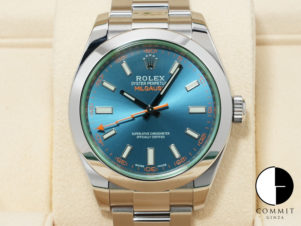 ロレックス ミルガウス Ref.116400GV ステンレススチール Zブルー文字盤 美品 m66jugj6