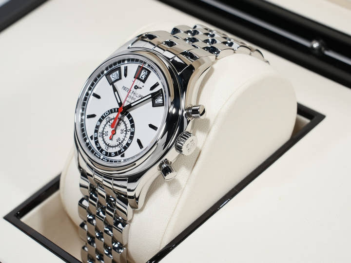 パテックフィリップ アニュアルカレンダー クロノグラフ TIFFANY&CO. Ref.5960/1A-001 ステンレススチール シルバー文字盤 美品 a9ee7ywt