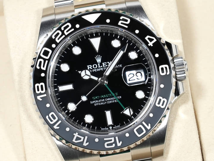 ロレックス GMTマスターII Ref.126710GRNR ステンレススチール ブラック文字盤 オイスターブレスレット 未使用 gxq2nvns
