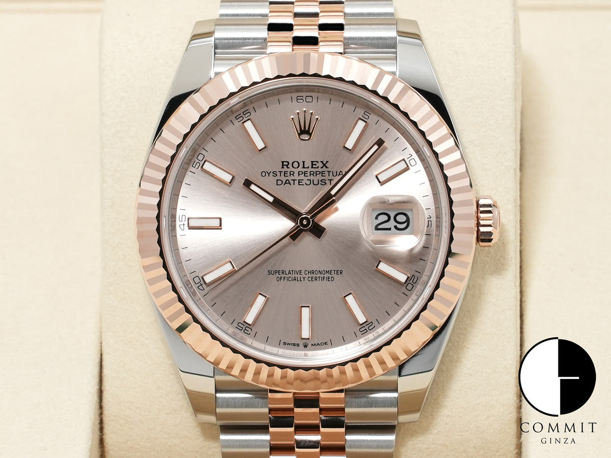 ロレックス デイトジャスト41 Ref.126331 ステンレススチール/エバーローズゴールド サンダスト文字盤 ジュビリーブレスレット 未使用 yd34u6cy