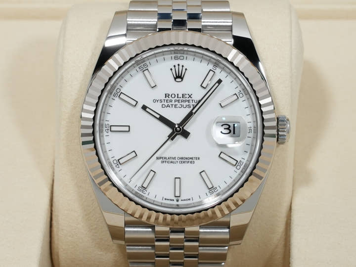 Rolex Datejust 41 Ref. 126334 Stainless Steel/White Gold White Dial Jubilee Bracelet Excellent Condition mddonpv5