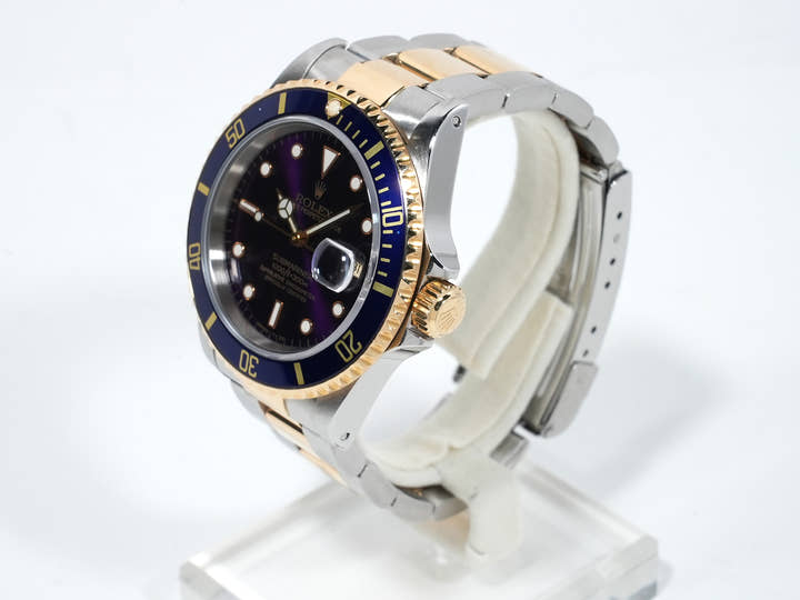 Pre-owned Rolex Submariner Date Ref. 16613 in Stainless Steel/Yellow Gold with Blue Dial (awsaj6fc)