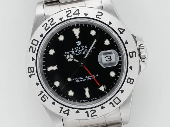 ロレックス エクスプローラーII Ref.16570 ステンレススチール ブラック文字盤 オイスターブレスレット 美中古 fucf549r