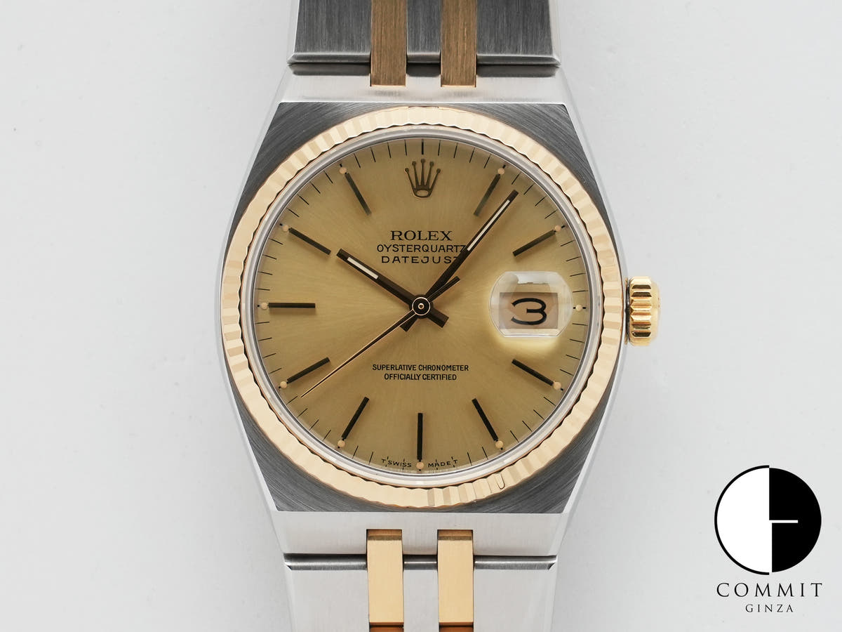 ロレックス デイトジャスト オイスタークォーツ Ref.17013 ステンレススチール/イエローゴールド シャンパン文字盤 オイスターブレスレット 中古 pan5vc7j