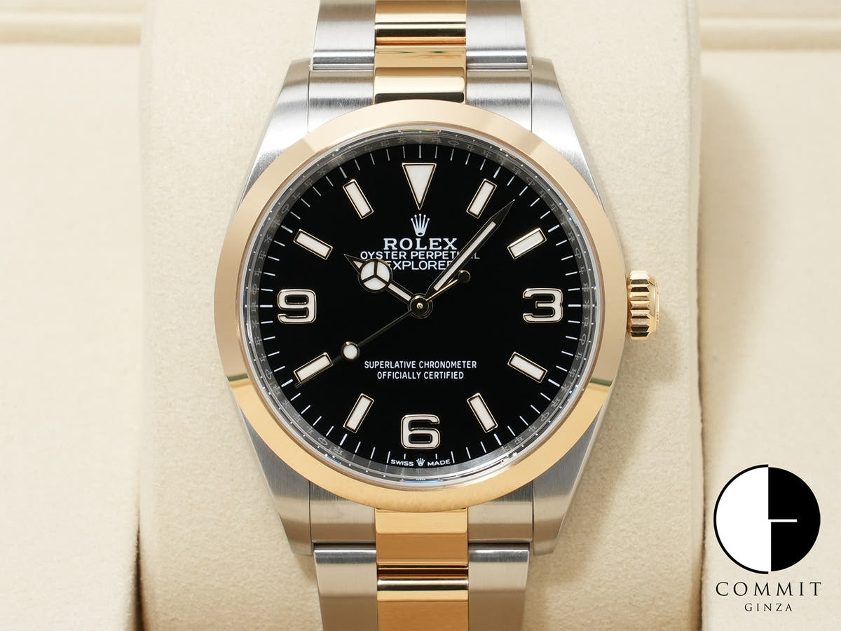 ロレックス エクスプローラー36 Ref.124273 ステンレススチール/イエローゴールド ブラック文字盤 オイスターブレスレット 極美品 jn37i798