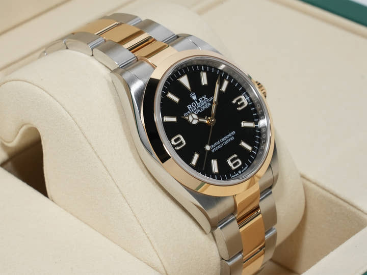 ロレックス エクスプローラー36 Ref.124273 ステンレススチール/イエローゴールド ブラック文字盤 オイスターブレスレット 極美品 jn37i798