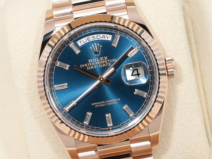 Rolex Day-Date 36 Ref. 128235 Everose Gold Blue-Green Dial Excellent Condition gyqhq4a7