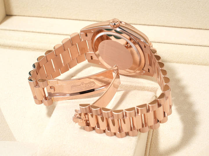 Rolex Day-Date 36 Ref. 128235 Everose Gold Blue-Green Dial Excellent Condition gyqhq4a7