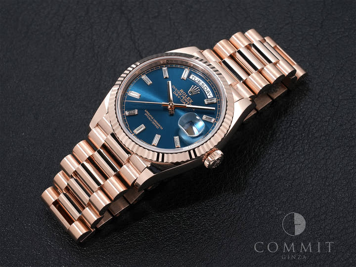 Rolex Day-Date 36 Ref. 128235 Everose Gold Blue-Green Dial Excellent Condition gyqhq4a7