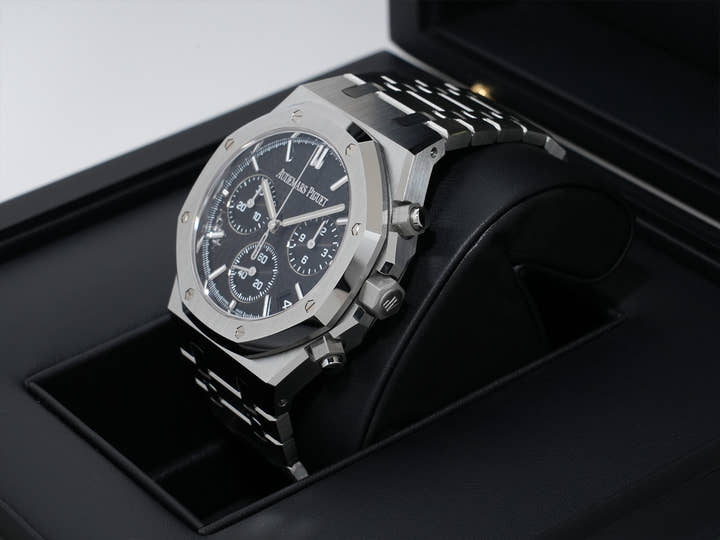 オーデマピゲ ロイヤルオーク クロノグラフ 50周年記念 Ref.26240ST.OO.1320ST.02 ステンレススチール ブラック文字盤 美中古 fj6963ca