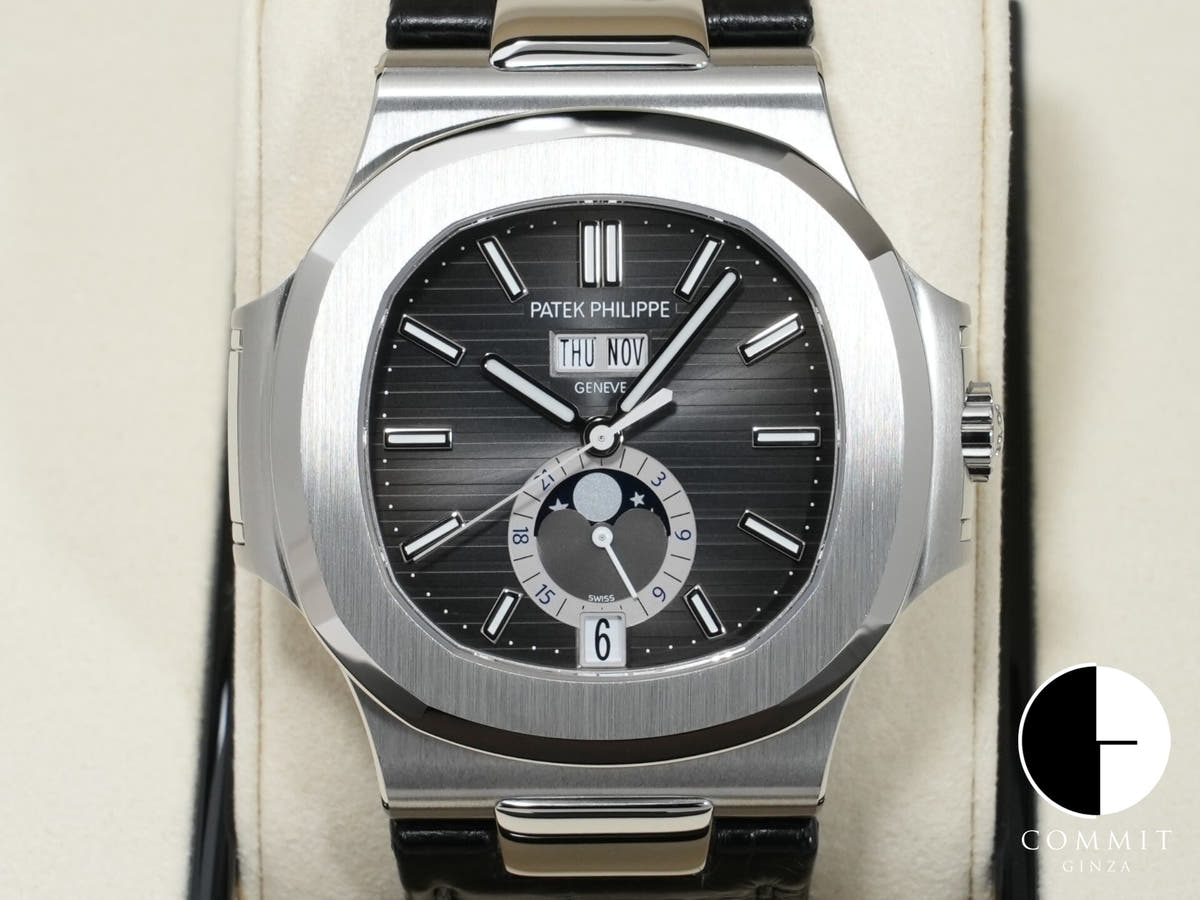 パテックフィリップ ノーチラス アニュアルカレンダー ムーンフェイズ Ref.5726A-001 ステンレススチール ブラック文字盤 未使用 4bedytk2