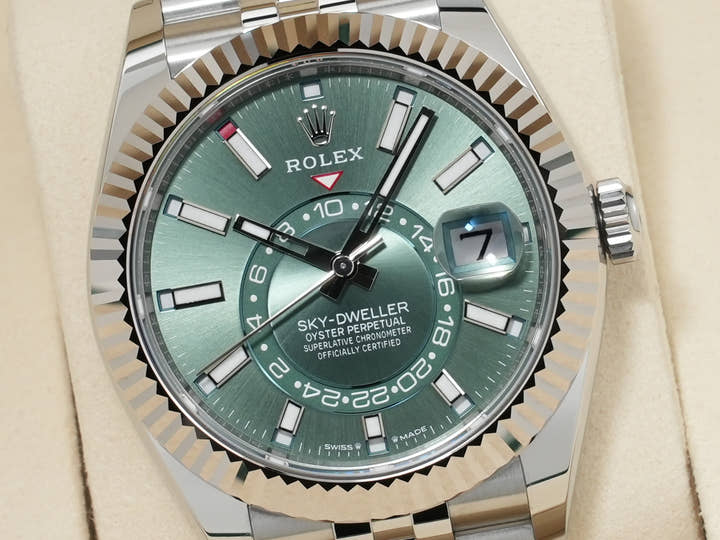 Rolex Sky-Dweller Ref. 336934 Stainless Steel/White Gold Mint Green Dial Jubilee Bracelet Unused rumdkvsa