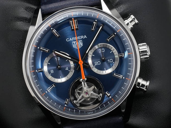 TAG Heuer Carrera Tourbillon Chronograph Ref. CBS5010.FC6543 Stainless Steel Blue Dial Pre-owned g37x7br9